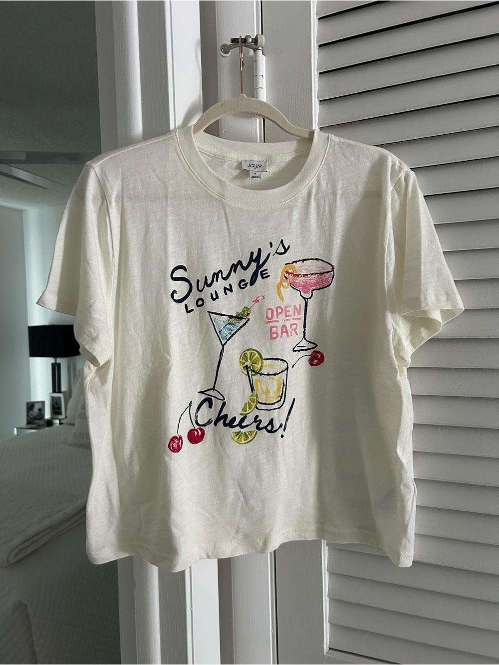 J. Crew Cream 'Sunny's Lounge' Graphic Tee with Multicolor Drink Art